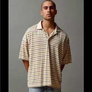 BDG Berkshire Burnout Stripe Polo Shirt Rick Astley Costume Halloween